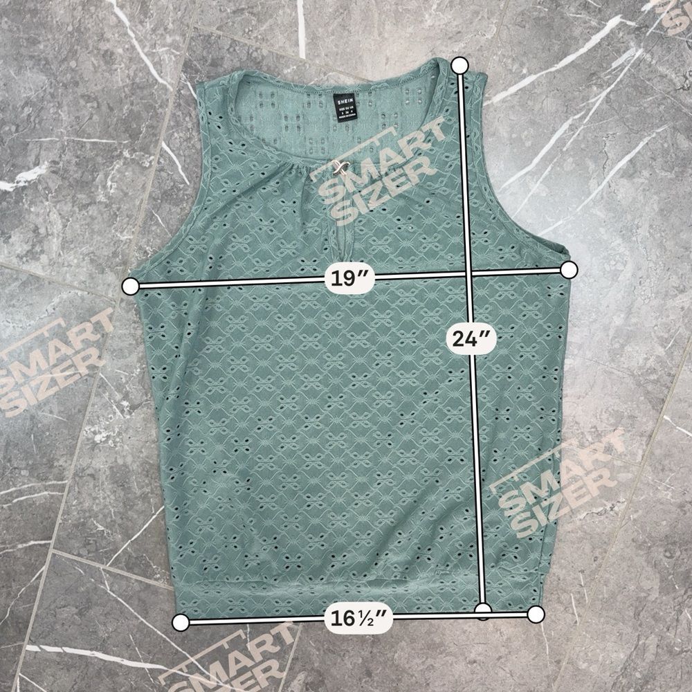 SHEIN Green Sleeveless Eyelet Keyhole Tank Top Women’s Size S - Picture 5 of 5